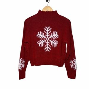 Jessica Simpson Red Snowflake Turtleneck Sweater
